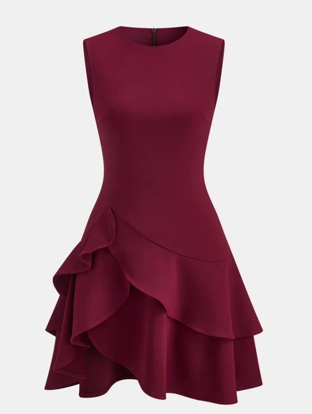 Asymmetric Ruffle Hem Sleeveless Mini Dress